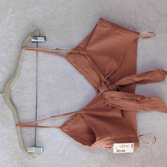 Aeropostale Womens Rust Peach Lace‎ Boho Crop Top Size L - Picture 5 of 6